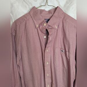Vineyard Vines long sleeve dress shirt, red and white size large